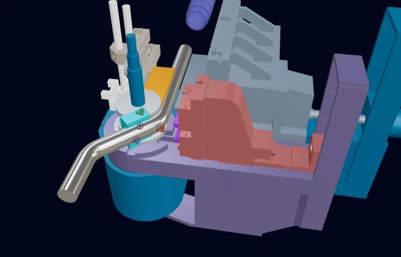 Simulation 3D d’un tube cintré avec la machine et l’outillage